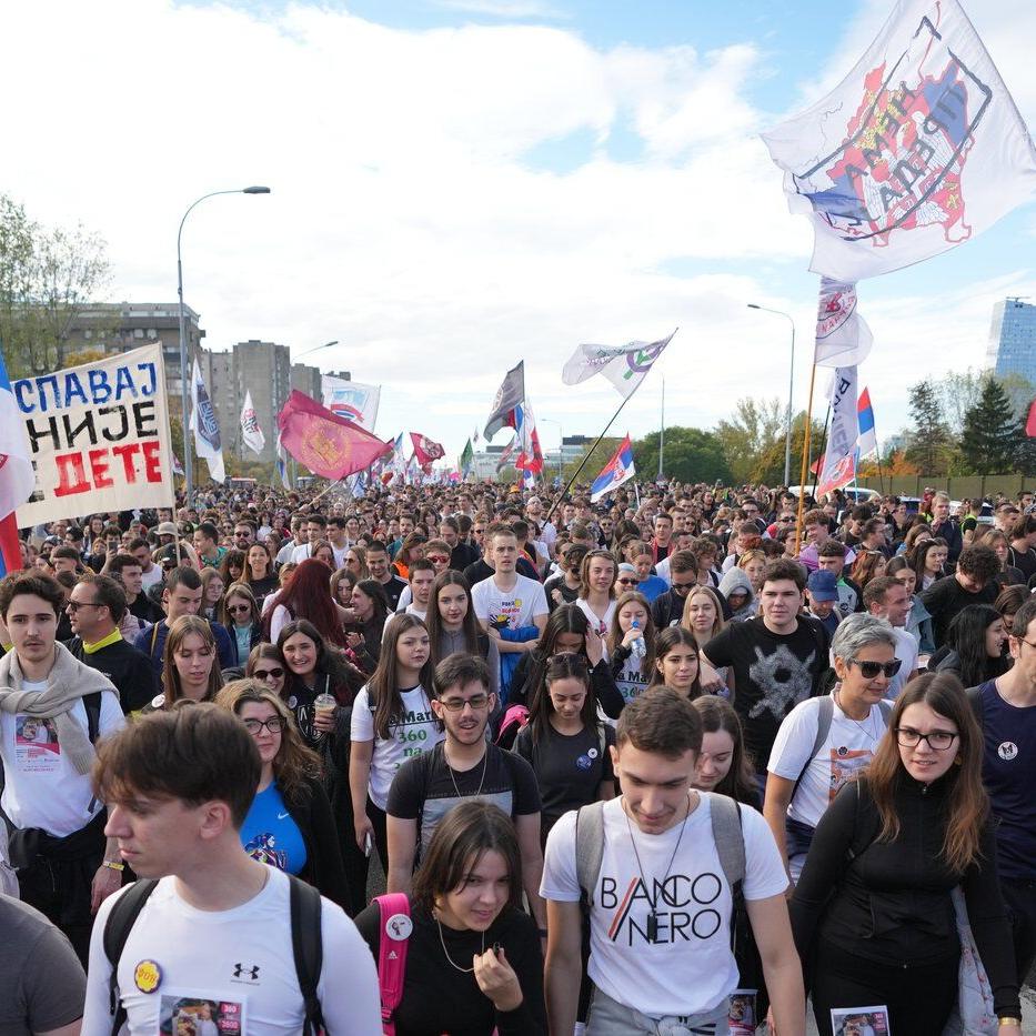 Serbia youth lead thousands on march for weekend rally marking deadly canopy collapse last year